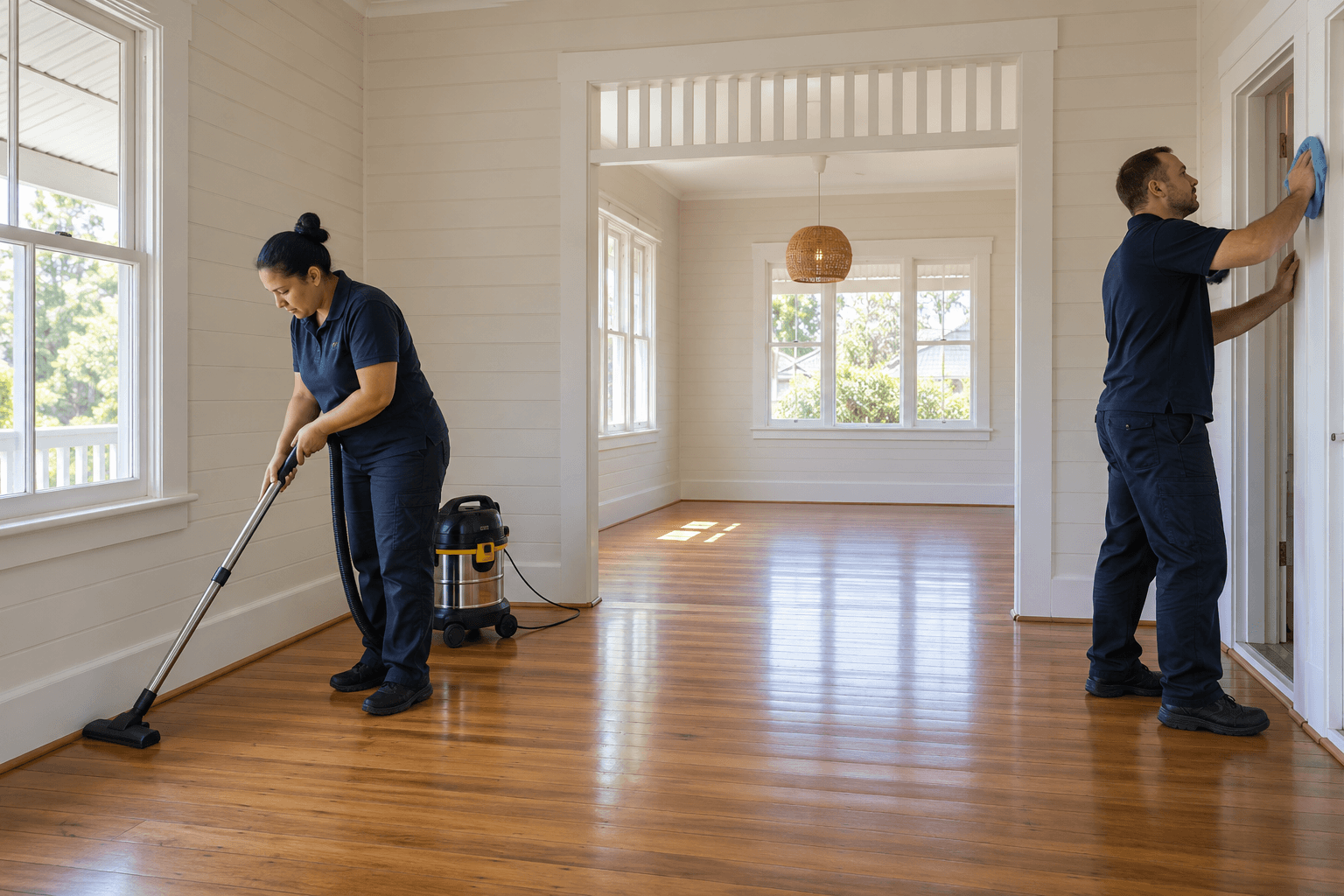Bond cleaning by a professional cleaner in an Australian home