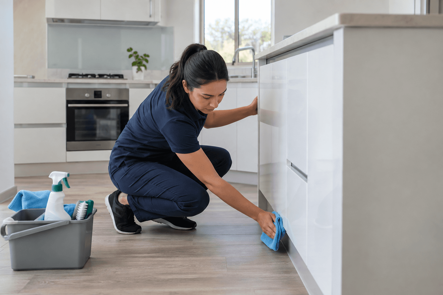 End of lease cleaning by a professional cleaner in an Australian home
