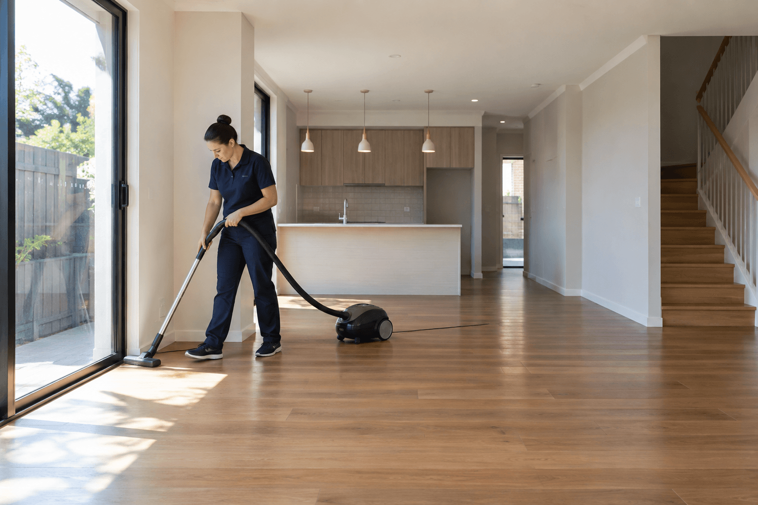 End of lease cleaning by a professional cleaner in an Australian home